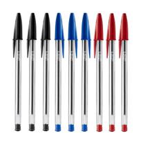 Kit Caneta Bic Cristal 1.0 Azul Preto Vermelho Escrita Fluida Transparente 3 Az, 3 Pr, 3 Vr