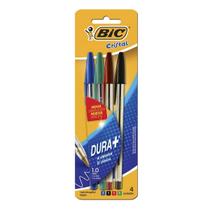 Kit caneta Bic Cristal 1.0mm com 4 unidades, 1 azul, 1 preta, 1 verde e 1 vermelha Kit caneta Bic Cristal 1.0mm com 4 unidades, 1 azul, 1 preta, 1 verde e 1 vermelha