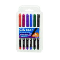 Kit Caneta Brush Pen Aquarelável com 6 cores - Cores Básicas - CIS