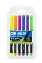 Kit Caneta Brush Pen Aquarelável com 6 cores - Neon - CIS