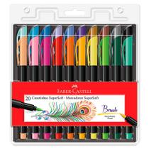 Kit Caneta Brush Pen Ponta Pincel Faber Castell com 20 Cores