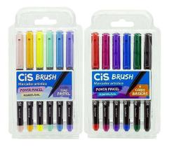 Kit Caneta Cis Brush Cores Básicas C/6+ 6 Tons Pastel