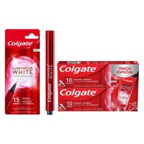 Kit Caneta Clareadora Dental Colgate Luminous White 2,5ml + Creme Dental Para Clareamento Colgate Luminous White Glow 70g 2un