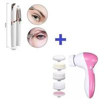 Kit Caneta Depiladora Pelos Sobrancelhas NV + Massageador Pele Perfeita Esfoliação 5 Em 1