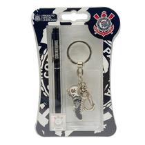 kit Caneta e Chaveiro Chuteira do Corinthians Presente Torcedor Oficial
