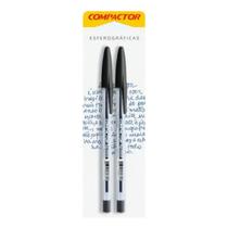 Kit Caneta Esferográfica Compactor Top 2000 2 Pretas Transpa