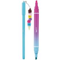 Kit Caneta Esferográfica Tutti Frutti 0.7mm + Marca Texto Duplo Rosa e Azul Caixa Presente BRW Papelaria Fofa CA0512 Kit Caneta Esferográfica Tutti Frutti 0.7mm + Marca Texto Duplo Rosa e Azul Caixa Presente BRW Papelaria Fofa CA0512