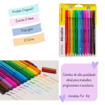 Kit Caneta Fineliner Compactor Microline 0.4mm 12 Cores Kit Caneta Fineliner Compactor Microline 0.4mm 12 Cores