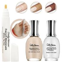 Kit caneta francesinha, fortalecedor de unhas & brilho verniz de acabamento - sally hansen Kit caneta francesinha, fortalecedor de unhas & brilho verniz de acabamento - sally hansen