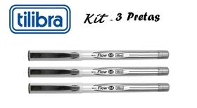 Kit Caneta Gel 0,5mm Flow Tilibra 3 Preta