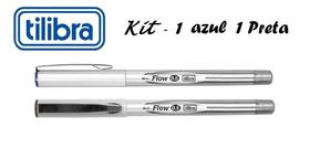 Kit Caneta Gel 0,5mm Flow Tilibra Azul e preta 2 unidades