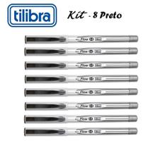 Kit Caneta Gel 0,5mm Flow Tilibra Preta 8 unidades