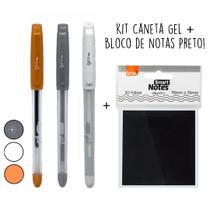 Kit Caneta Gel + Bloco de Notas Preto - BRW Kit Caneta Gel + Bloco de Notas Preto - BRW