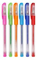 Kit Caneta Gel Glitter 6 Cores Sortidas Ponta Fina Homeplay