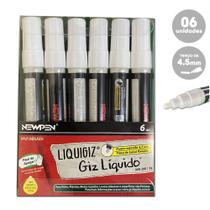 Kit Caneta Giz Liquido Branco 8g Com 06 Unidades Newpen