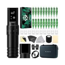 Kit Caneta Máquina De Tatuagem Sem Fio Com Curso Ajustável, Motor Personalizado E 20 Cartuchos Para
