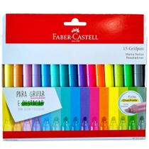 Kit Caneta Marca Texto 15 Cores Neon Pastel Faber-Castell Grifpen