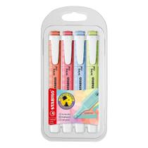 Kit Caneta Marca Texto Stabilo Swing Cool Estojo com 4 Cores Pastel