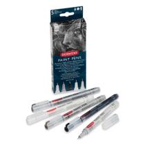 Kit Caneta Marcador Permanente Derwent Paint Pens - 5 Cores Tons de Cinza