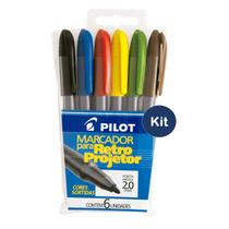 Kit Caneta Marcador Permanente para Retroprojetor Pilot 2.0mm 6 Cores Ideal para Plástico Vidro Madeira Piso Cerâmica Kit Caneta Marcador Permanente para Retroprojetor Pilot 2.0mm 6 Cores Ideal para Plástico Vidro Madeira Piso Cerâmica