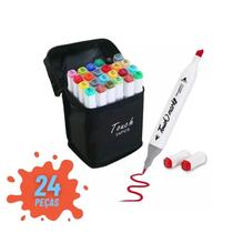 Kit Caneta Marcador Permanente Ponta Dupla 24 Cores id568