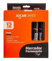 Kit Caneta Marcador Permanente Preto Com 12 Unidades Uso Artístico e Profissional Ponta Chanfrada 5mm