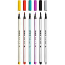 Kit Caneta Pen 568 Brush Multicor Estojo com 6 Cores - Stabilo/ WX Gift - Stabilo Brasil