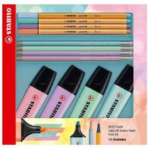 Kit Caneta Pen 88 + Stabilo boss + Lápis Swano pastel