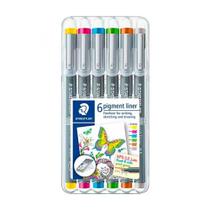 Kit Caneta Pigment Liner Staedtler Colorida 0.3mm 6 Cores