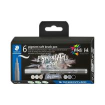 Kit Caneta Pigment Soft Brush Com 6Und Tons Cinza Staedtler