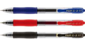 Kit Caneta Pilot Rollerball Gel G-2 - 0.7 Preta Azul e Vermelha