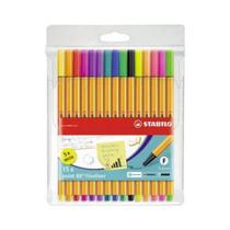 Kit Caneta - Point 88 Fineliner - 0.4mm - 15 cores (5 Neon) - Stabilo - Sertic