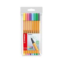 Kit Caneta Ponta Fina Point 88 c/ 8 cores pastéis - Stabilo