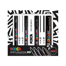 Kit Caneta Posca Artists Collection Nibs Preto com 4 Peças
