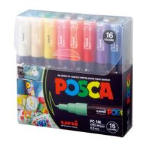 Kit Caneta Posca Uniball Pc-1m Com 16 Cores