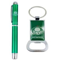 Kit Caneta Roller C/ Chaveiro Abridor Metal - Palmeiras Kit Caneta Roller C/ Chaveiro Abridor Metal - Palmeiras