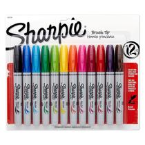 Kit Caneta Sharpie Brush Pincel 12 Cores Kit Caneta Sharpie Brush Pincel 12 Cores
