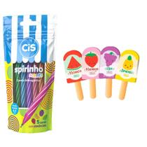Kit Caneta Spirinho Scents 5 Cores + 4 Borracha Picolé Frutas