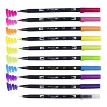Kit Caneta Tombow Dual Brush Estojo com 10 Cores Diversas Paletas - Tombow/ WX Gift