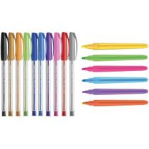 Kit Caneta Trilux Com 10 Cores + 6 Marca Texto Neon Lumini Lite Kit Caneta Trilux Com 10 Cores + 6 Marca Texto Neon Lumini Lite