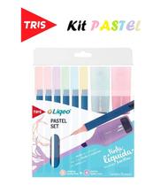 Kit Caneta Tris Liqeo pastel + Marca texto Mini - Est C/10