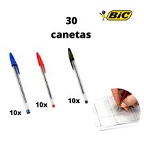 Kit Canetas Bic Azul Vermelho Preto Escolar Material Barato