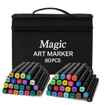 Kit Canetas Coloridas Ponta Dupla 80 cores -Magic Art Marker