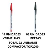 KIT CANETAS COMPACTOR TOP2000 14 VERMs 8 PRETAs TOTAL 22 UNIDADEs