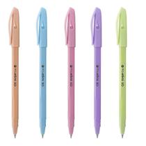 Kit Canetas-Esferográficas Sugar Cap 1.0mm - Escrita Fina - 5 Cores Tom Pastel