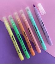 Kit canetas marca-texto brush pastel 6 cores - maxprint