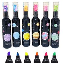 Kit Canetas Marca Texto Garrafinha Planetas E Estrelas