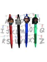 Kit Canetas Stranger Things 4 peças Eleven Mike Will Dustin Joice Hooper esferográficas papelaria