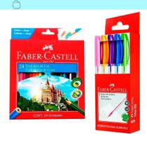 Kit Canetas Trilux 5 Cores E Ecolápis 48 Cores Faber-Castell