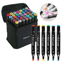 Kit Canetinha 36 Cores Com Estojo Canetas Marcador Ponta Dupla Kit Canetinha 36 Cores Com Estojo Canetas Marcador Ponta Dupla